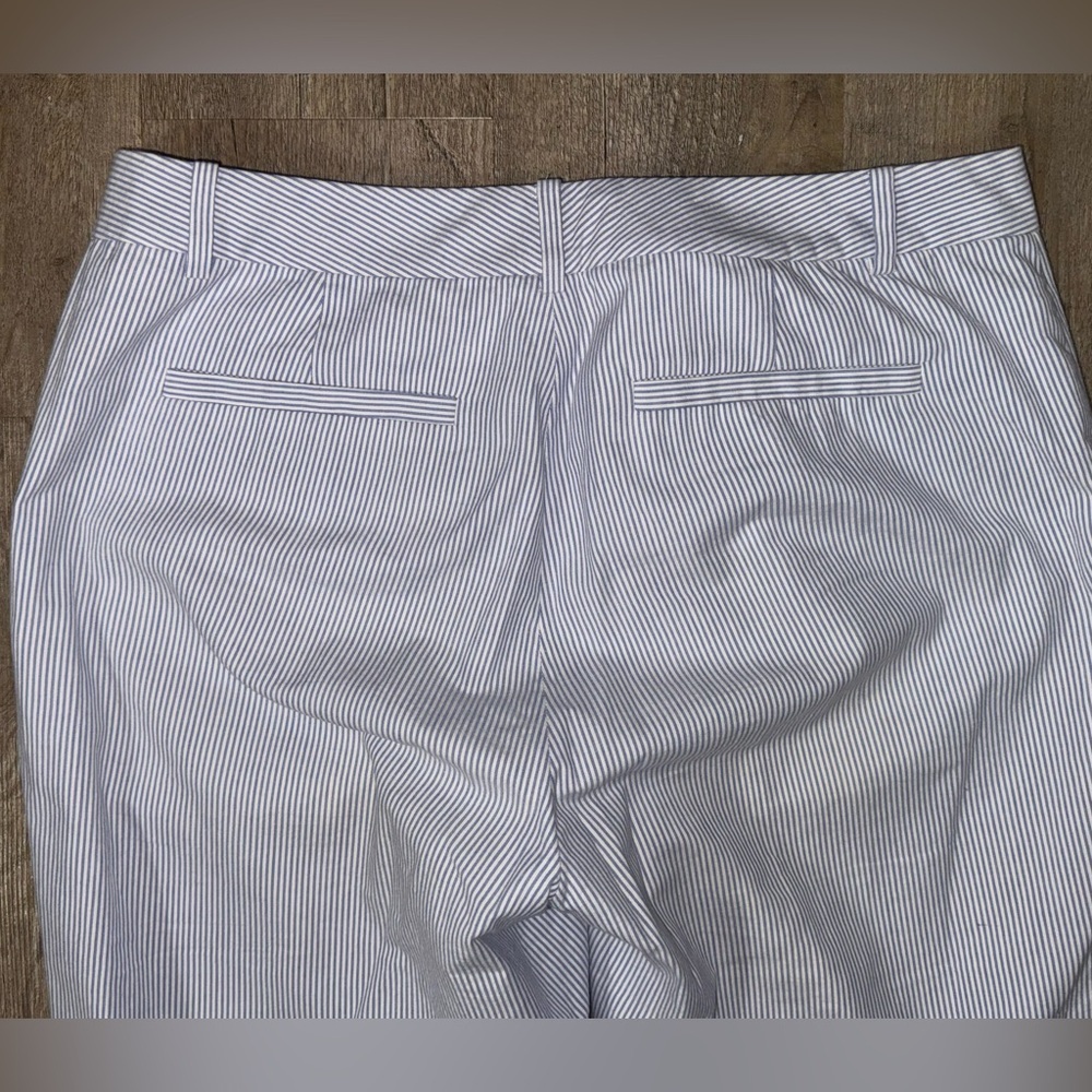 Lauren Ralph Lauren Edita Seersucker Blue White Stripe Pants, Size 6 - Picture 9 of 12